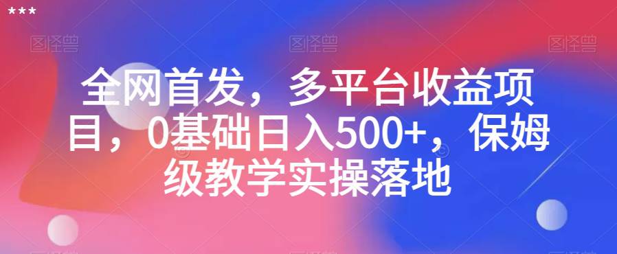 全网首发，多平台收益项目，0基础日入500+，保姆级教学实操落地  第1张