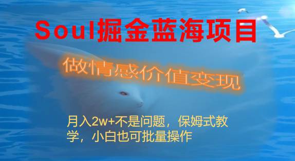 Soul掘金蓝海项目细分赛道，做情感价值变现，月入2w+不是问题，保姆式教学，小白也可批量操作  第1张