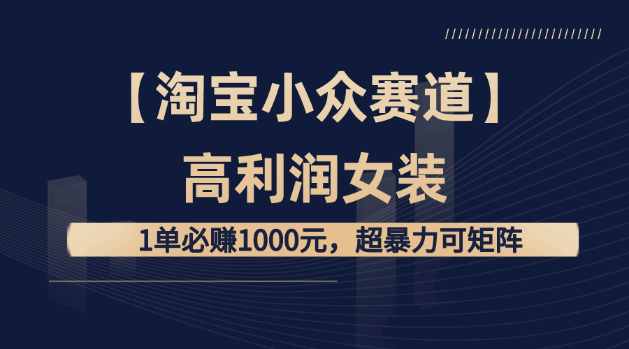 淘宝小众赛道：高利润女装，1单必赚1000元，超暴力可矩阵！  第1张