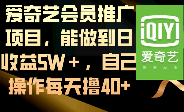 爱奇艺会员推广项目，能做到日收益5W＋，自己操作每天撸40+  第1张